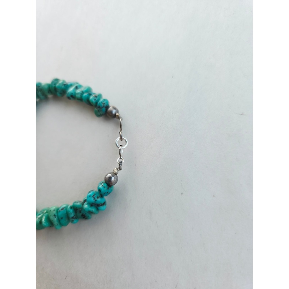 Natural Turquoise Nugget Bracelet Blue Stone Boho Southwestern sterling silver - Picture 5 of 7